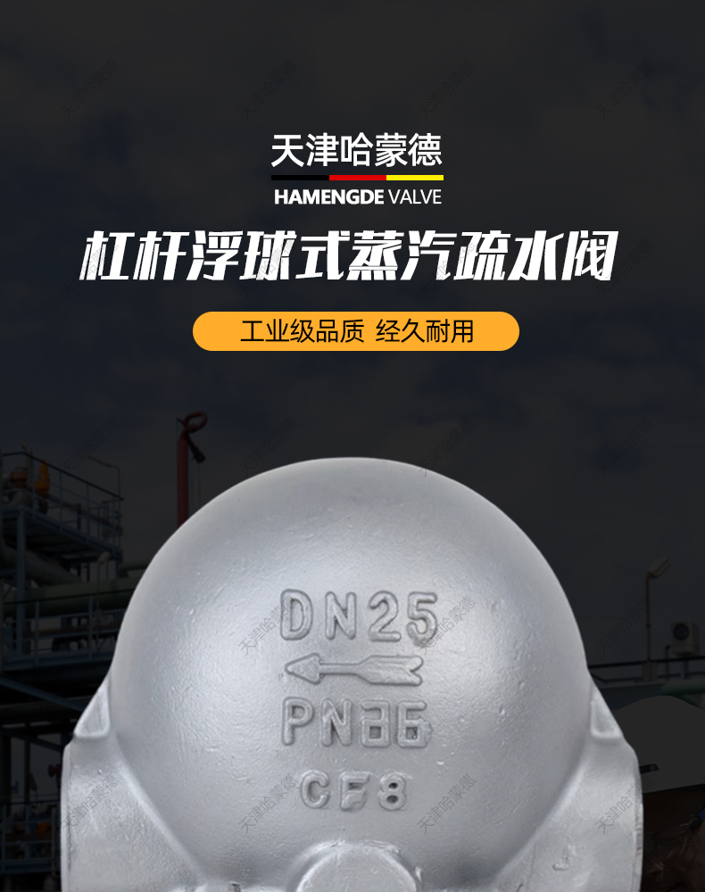 哈蒙德304不锈钢杠杆浮球式蒸汽疏水阀高温法兰自动疏水器FT14W/H.jpg