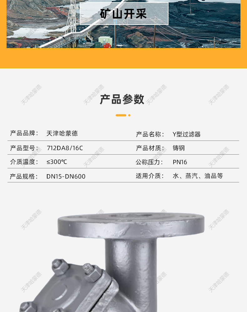 哈蒙德铸钢法兰Y型过滤器GL41H16C管道除污器DN50 65 80 100 150.jpg