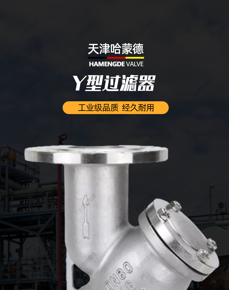 哈蒙德304不锈钢Y型过滤器法兰式油气水滤芯管道滤网阀GL41W16P.jpg