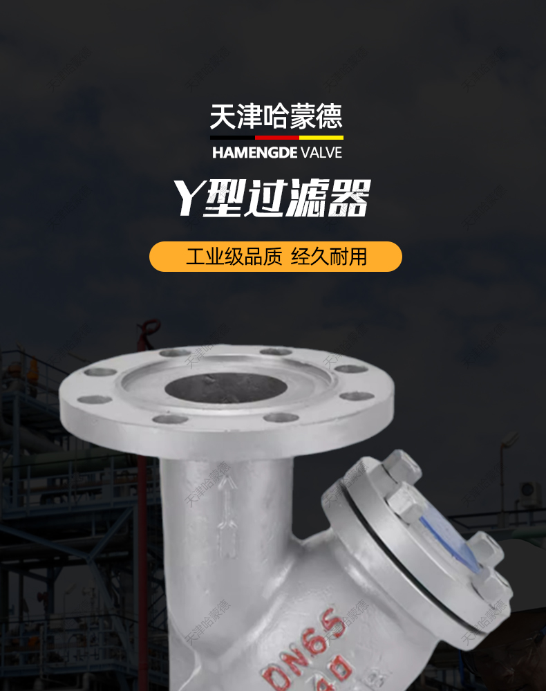 哈蒙德高温铸钢法兰Y型过滤器GL41H40C高压蒸汽排污除污器PN40.jpg