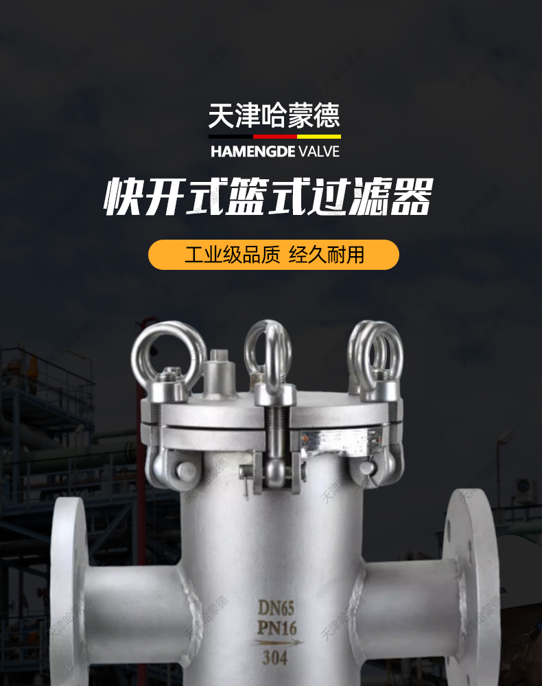 哈蒙德304不锈钢法兰快开篮式过滤器除污器SBL16P高温蒸汽自来水.jpg