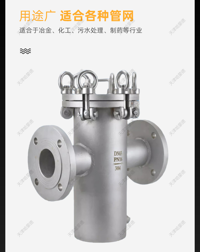 哈蒙德304不锈钢法兰快开篮式过滤器除污器SBL16P高温蒸汽自来水.jpg
