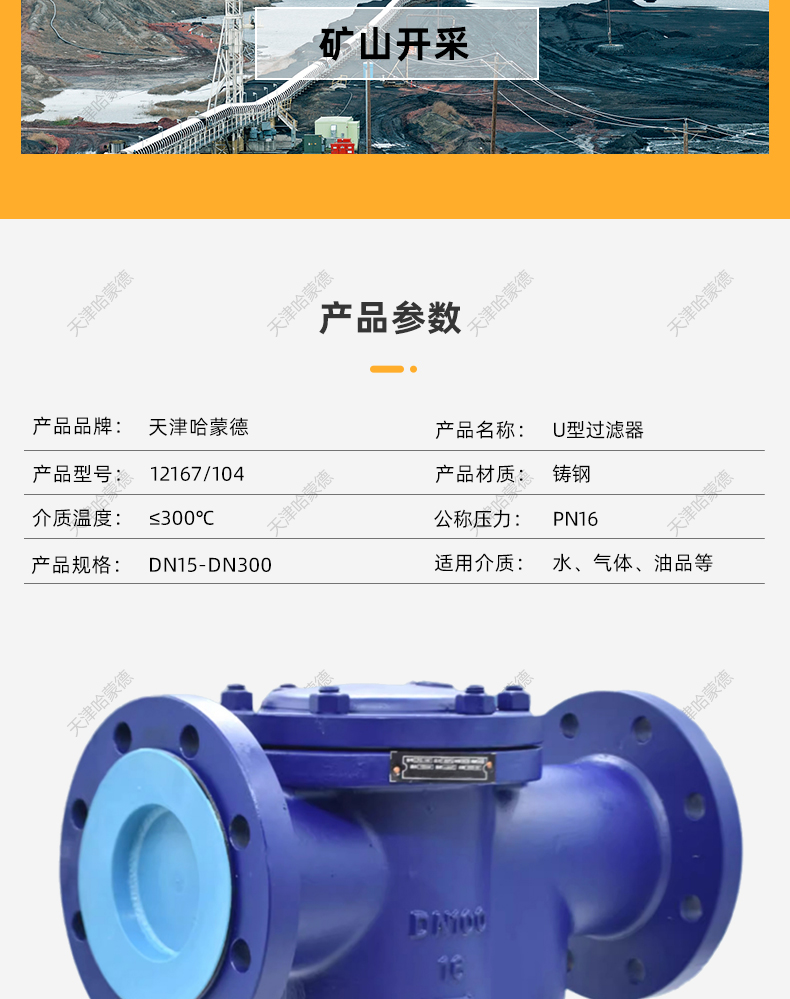 哈蒙德法兰U型蓝式过滤器排污除污器柴油石油液体管道铸钢LPG104.jpg