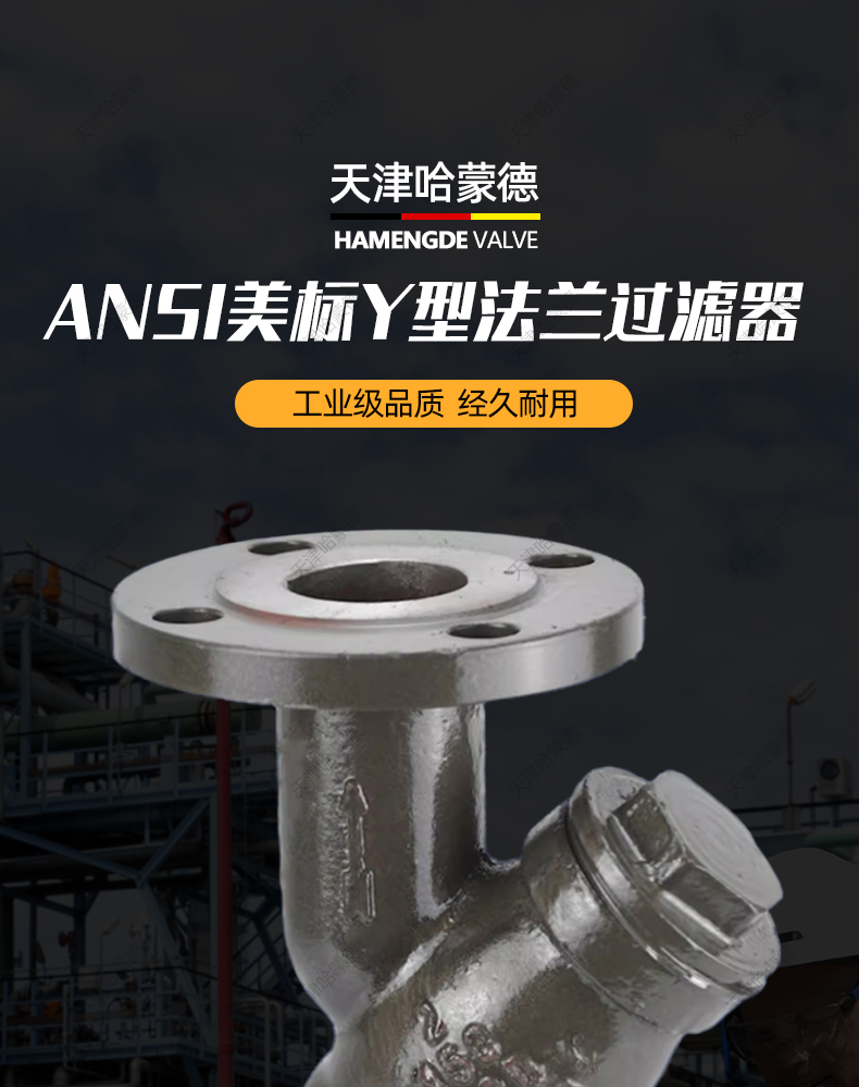 哈蒙德美标铸钢法兰Y型过滤器碳钢除污器ANSI高温蒸汽GL41H150LB.jpg