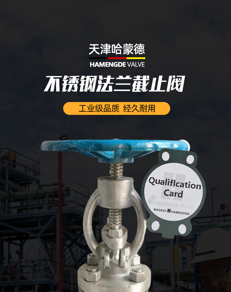 哈蒙德304不锈钢法兰截止阀PN100电站冶金高压高温蒸汽J41W100P.jpg