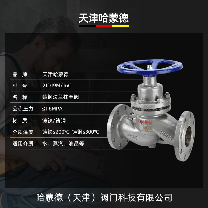 哈蒙德U41SM-16C铸钢蒸汽专用法兰高温蒸汽柱塞阀截止阀锅炉碳钢