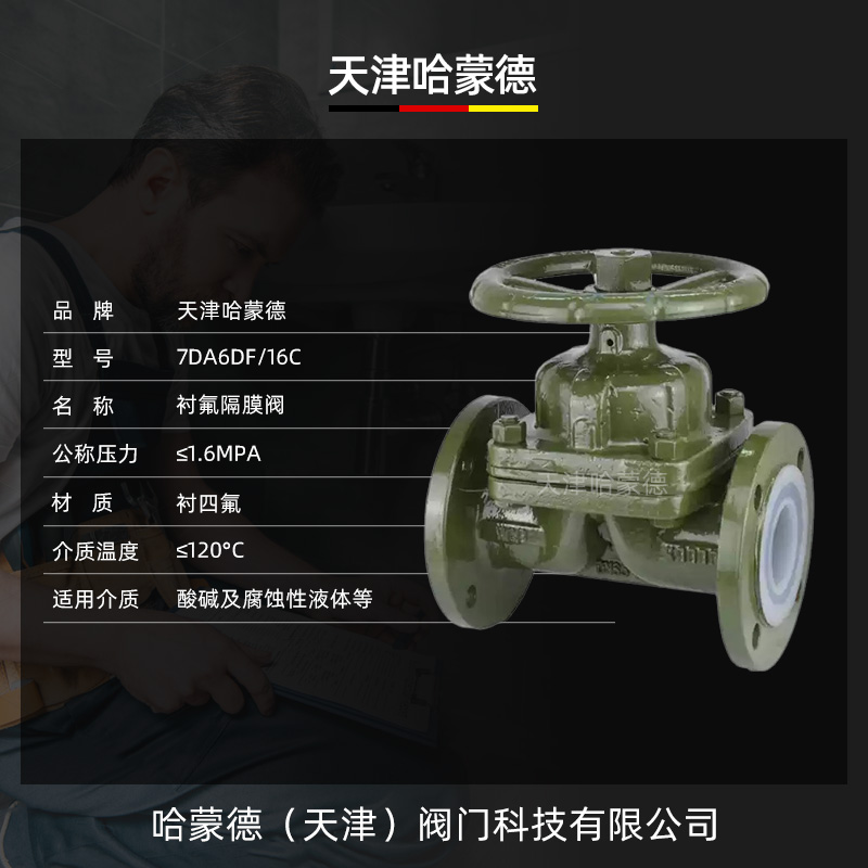 哈蒙德G41F46-16C法兰衬氟隔膜阀PTFE/PFA碳钢衬四氟衬里铸钢阀门