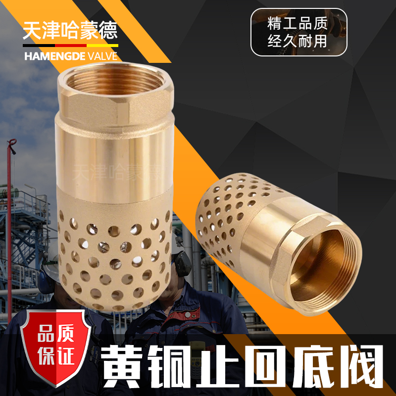 哈蒙德铜水泵止回底阀防倒流4分6分1寸单向阀抽吸水带滤网止逆阀