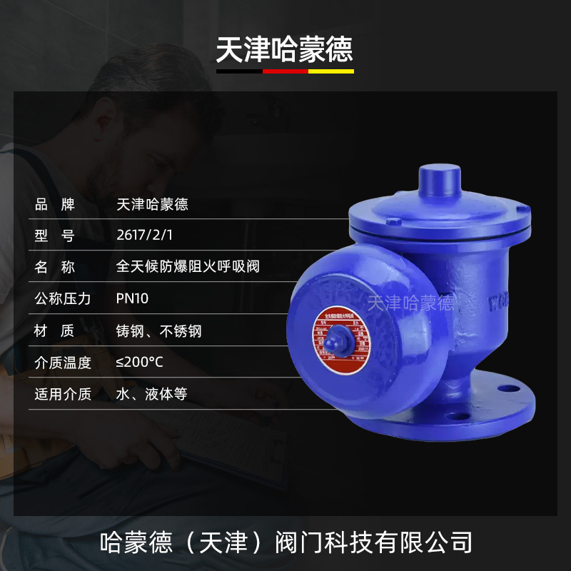 哈蒙德全天候铸钢法兰防爆呼吸阀ZFQ-2储罐油罐车石油汽油阻火器