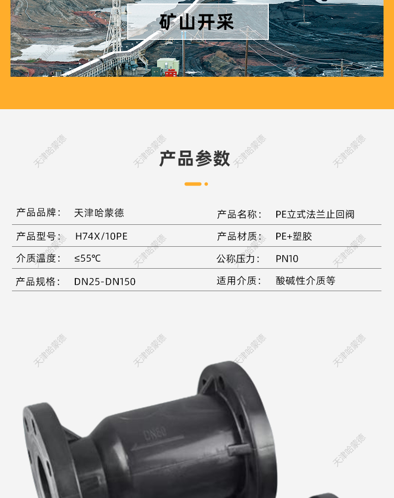 哈蒙德 PE立式法兰止回阀耐酸碱化工专用pe/pp塑料单向阀H41F10S.jpg