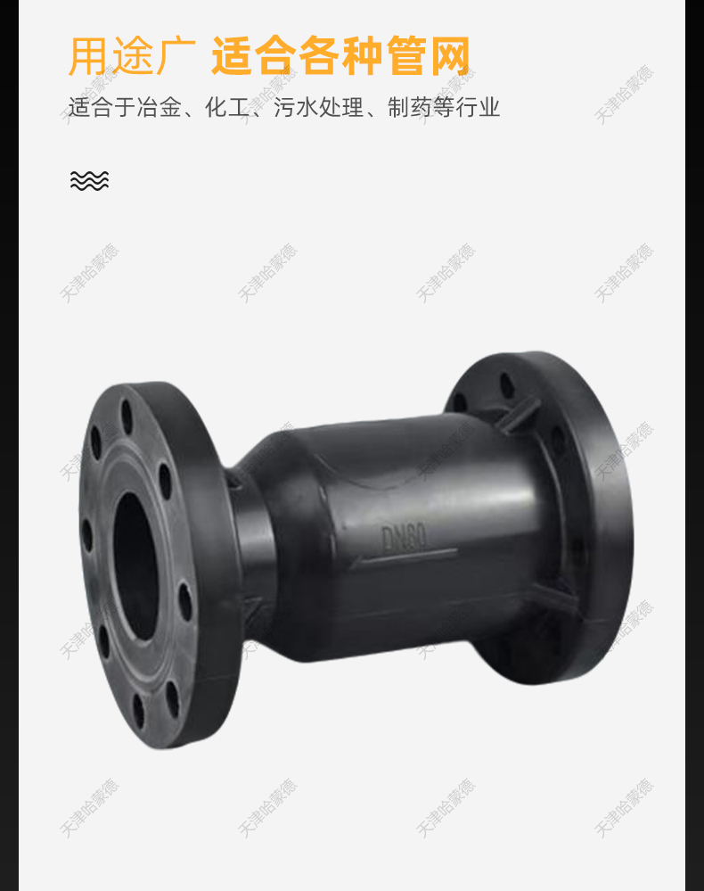 哈蒙德 PE立式法兰止回阀耐酸碱化工专用pe/pp塑料单向阀H41F10S.jpg