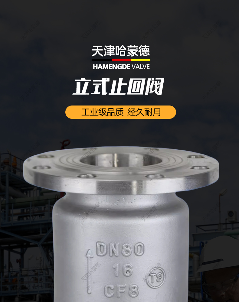 H42W-16P不锈钢立式止回阀304法兰单向逆止阀水泵DN50 65 80 100.jpg