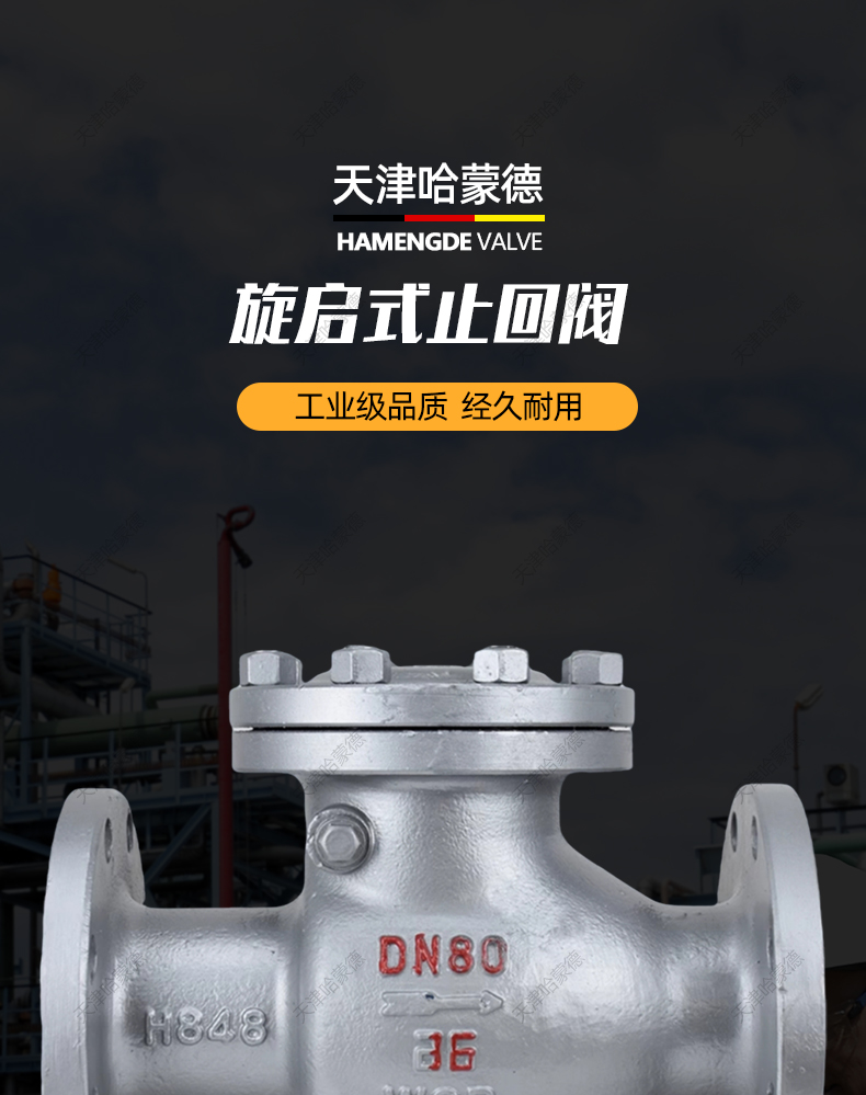 哈蒙德H44H-40C铸钢旋启式高压法兰止回阀凹凸面卧式逆止阀PN 40C.jpg