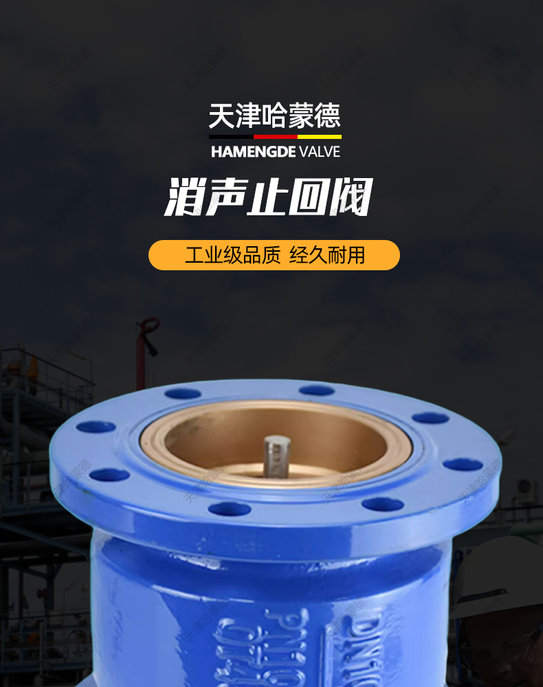 哈蒙德不锈钢芯消声止回阀HC41X16防倒流自来水泵法兰单向逆止阀.jpg