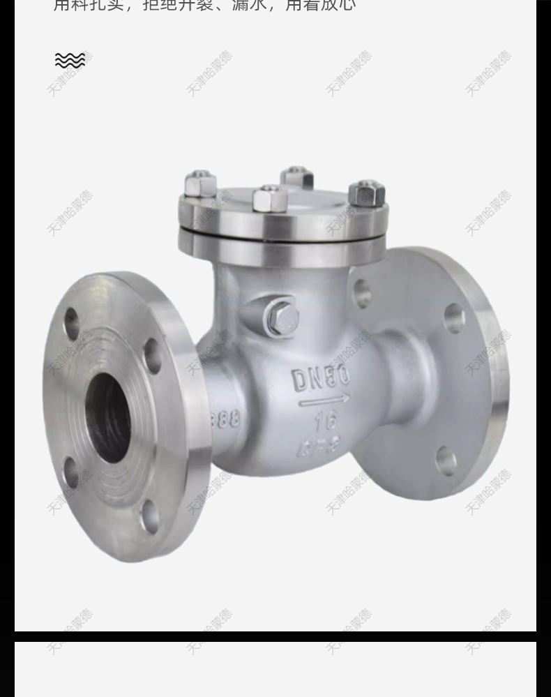 哈蒙德304/316L不锈钢法兰止回阀H44W16P旋启式卧式单向阀逆止阀.jpg