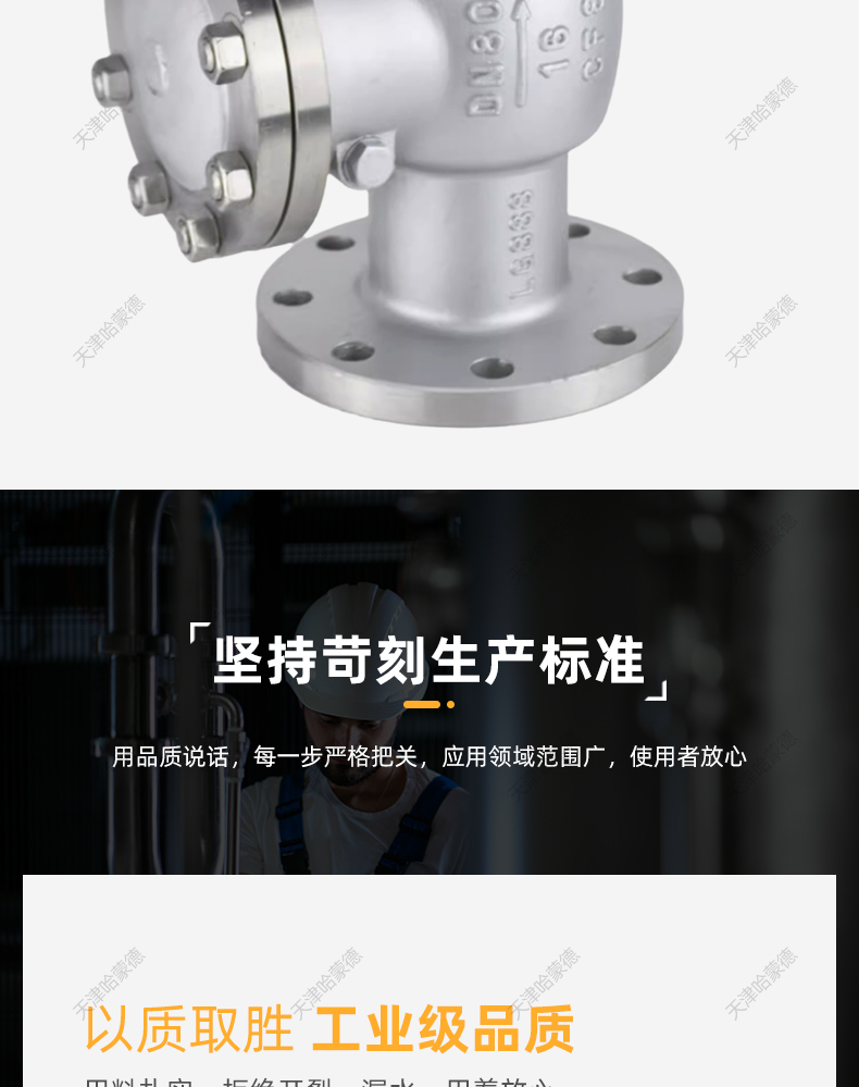 哈蒙德304/316L不锈钢法兰止回阀H44W16P旋启式卧式单向阀逆止阀.jpg