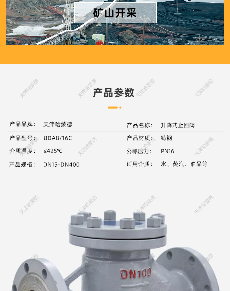 哈蒙德H41H16C铸钢升降式法兰逆止止回阀单向阀DN40 50 80 100.jpg