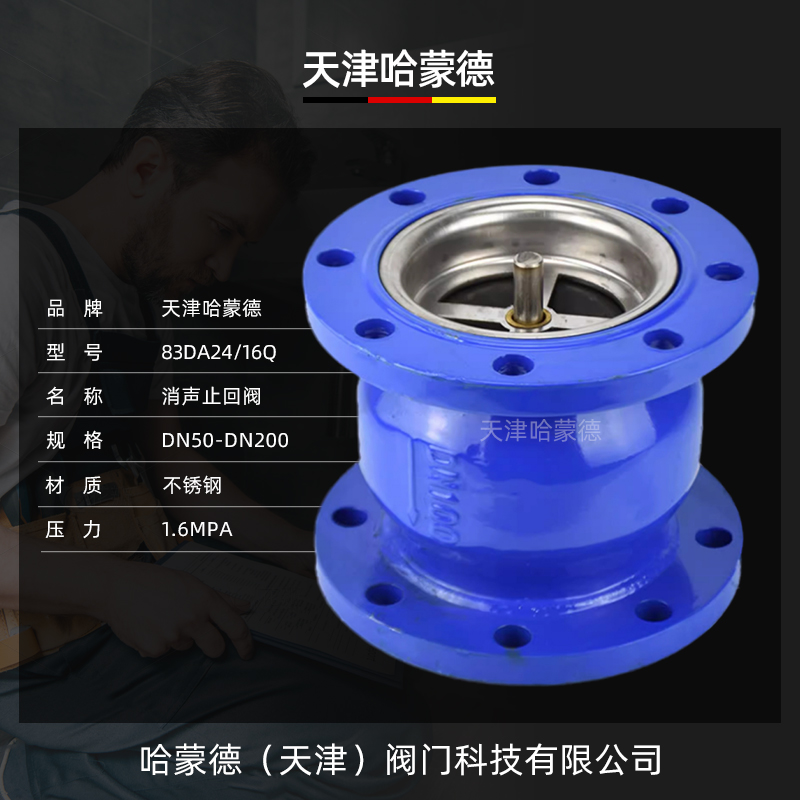 哈蒙德HC41X-16法兰消声止回阀音立卧式单向阀DN40 50 65 80 100