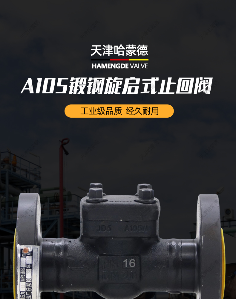 哈蒙德A105锻钢旋启式止回阀H44H16C高压高温蒸汽法兰单向逆止阀.jpg