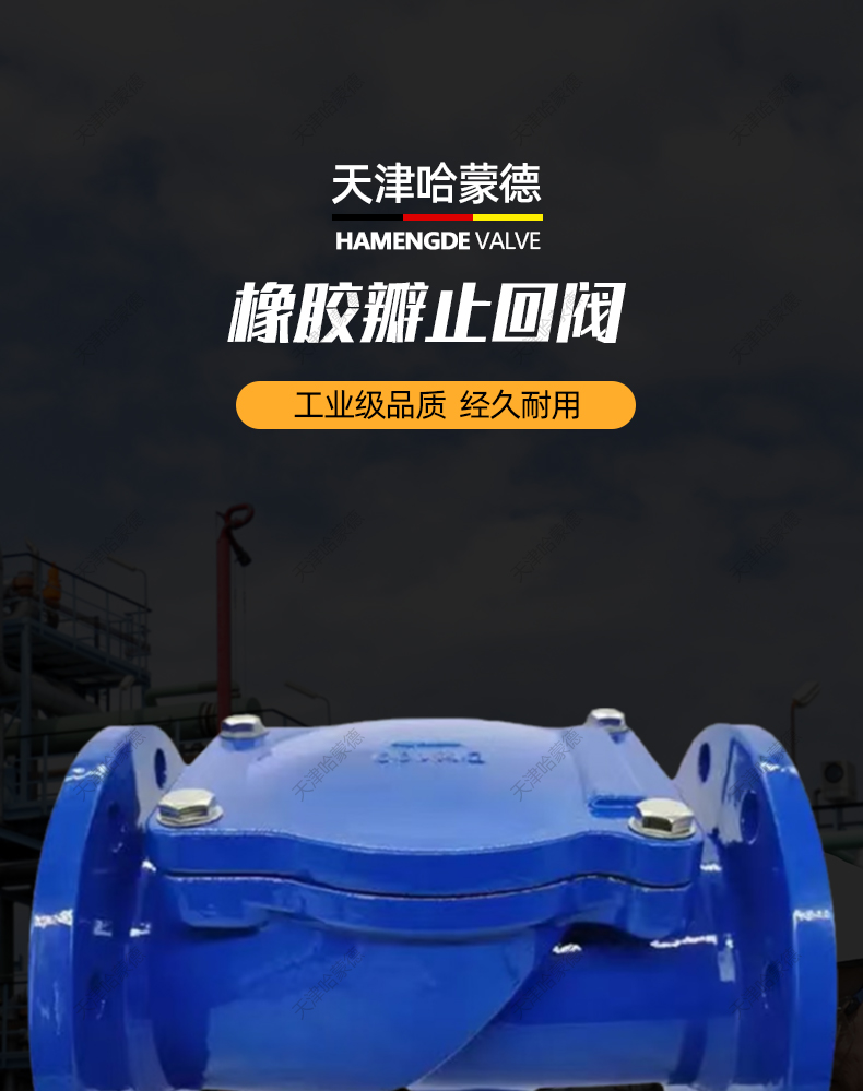 哈蒙德H44X16Q法兰橡胶瓣止回阀SFCV管道卧式橡胶板单向阀逆止阀.jpg