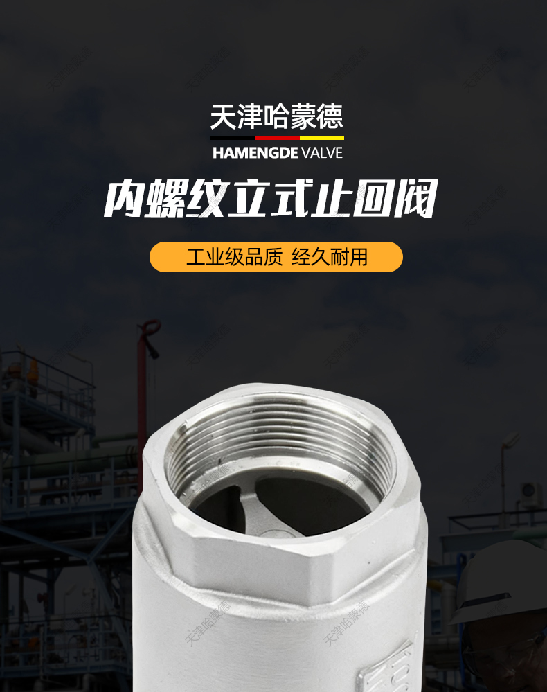 哈蒙德304不锈钢立式止回阀内螺纹止逆阀水泵丝扣H12W单向阀4 6分.jpg