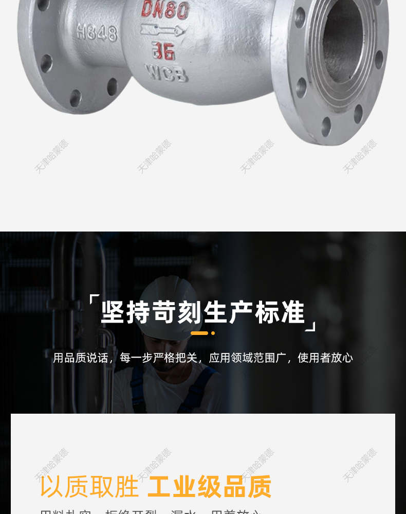 哈蒙德H44H16C铸钢止回阀单向阀旋启式法兰卧式逆止阀防倒流蒸汽.jpg