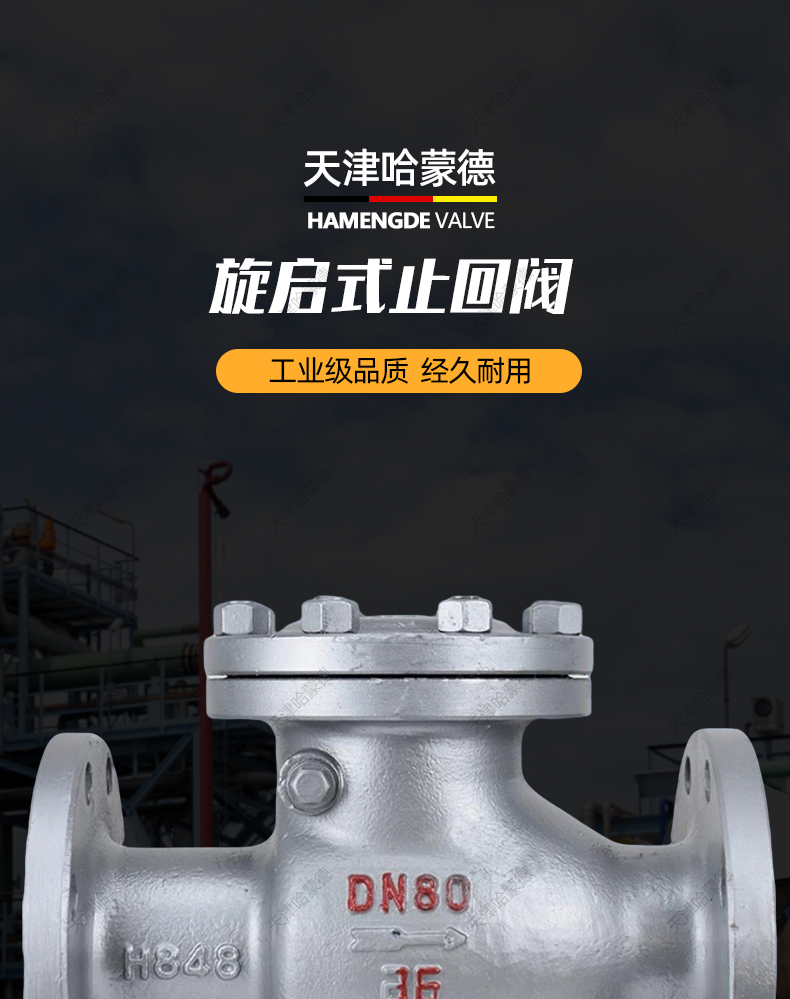 哈蒙德H44H16C铸钢止回阀单向阀旋启式法兰卧式逆止阀防倒流蒸汽.jpg