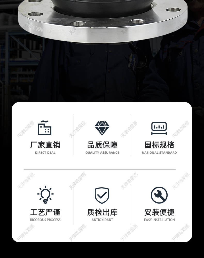 哈蒙德KXT液压油润滑油管道减震器橡胶软接头不锈钢法兰软连接.jpg