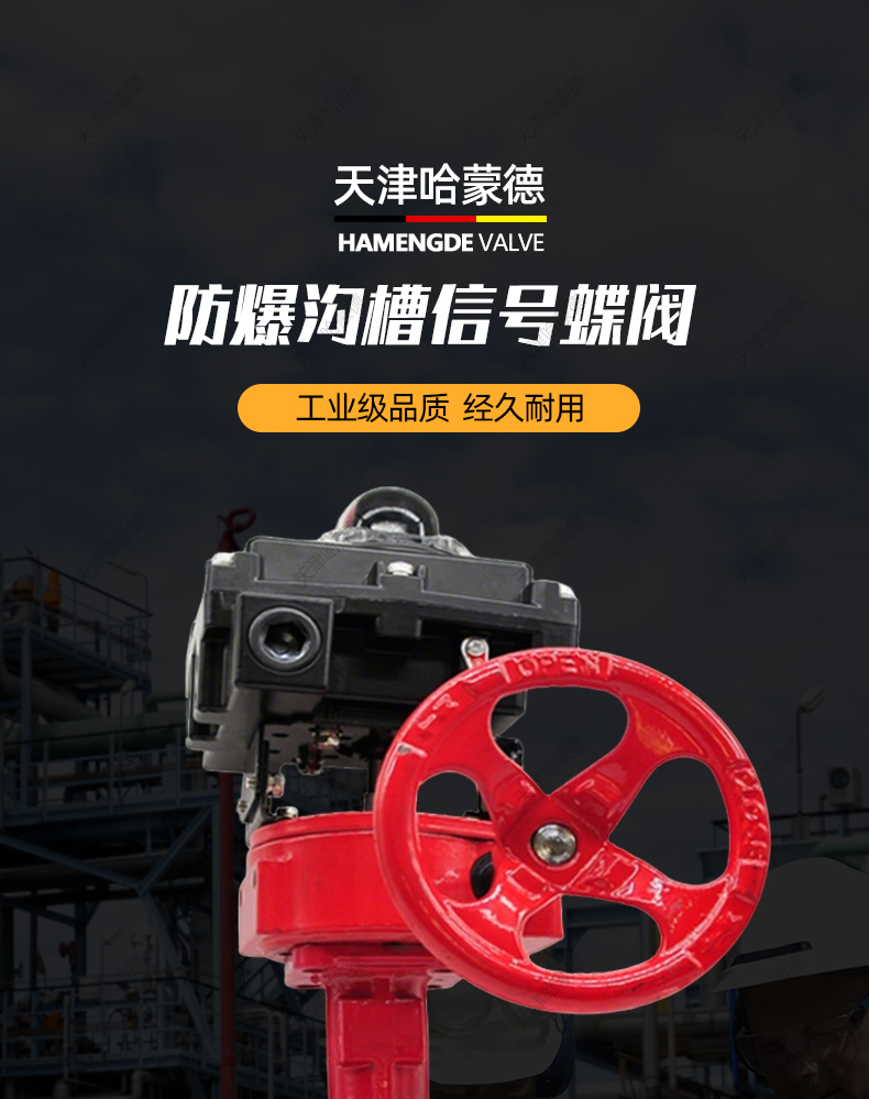 哈蒙德防爆信号沟槽蝶阀ZSXF型ZSXDF8 Ex BT4 防爆信号对夹蝶阀3C.jpg