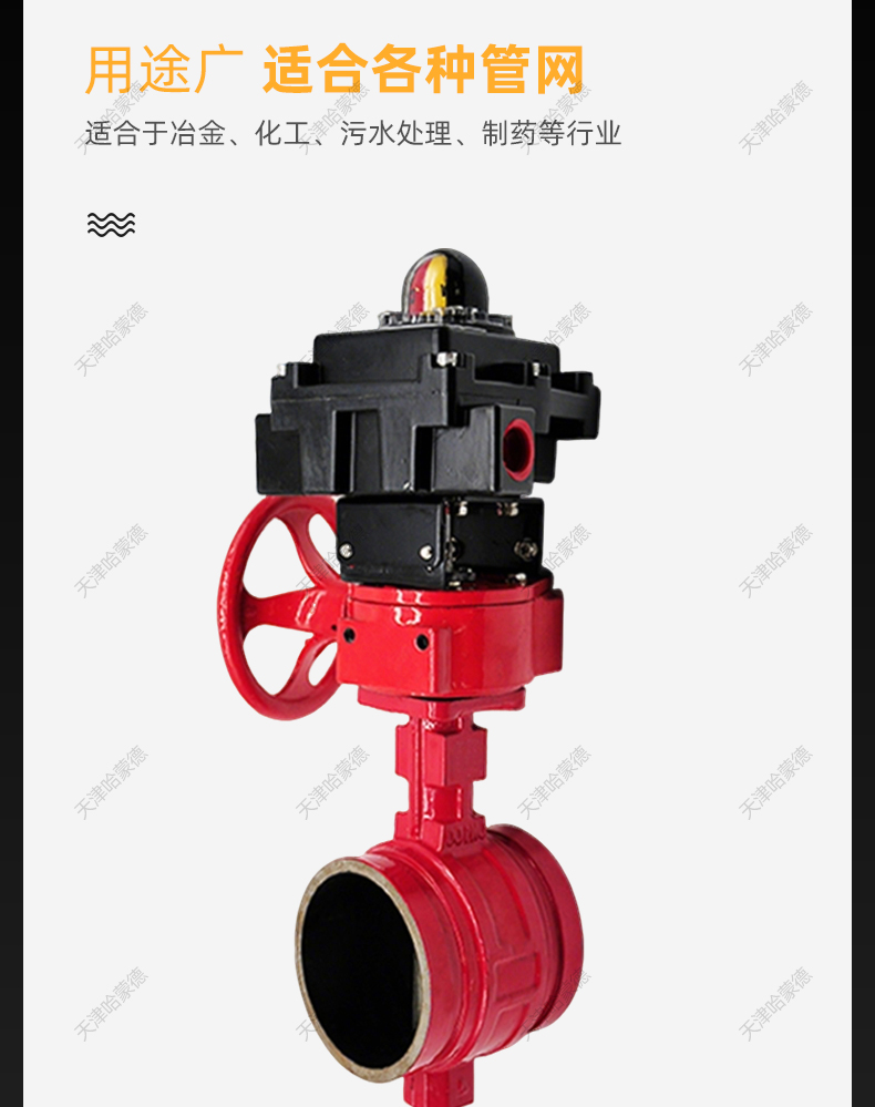 哈蒙德防爆信号沟槽蝶阀ZSXF型ZSXDF8 Ex BT4 防爆信号对夹蝶阀3C.jpg