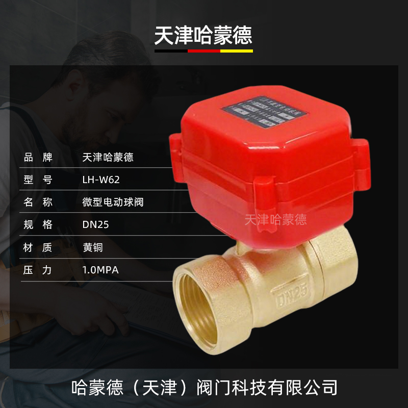 哈蒙德生产厂家DN25 1寸微型电动球阀 黄铜 二通 可做常开 排水阀