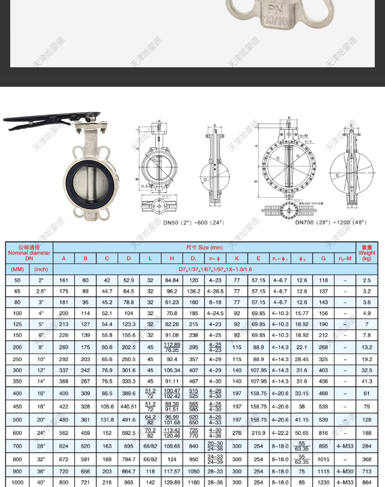 哈蒙德不锈钢手柄对夹蝶阀304/316L材质DN50 65 80 100 125 150.jpg