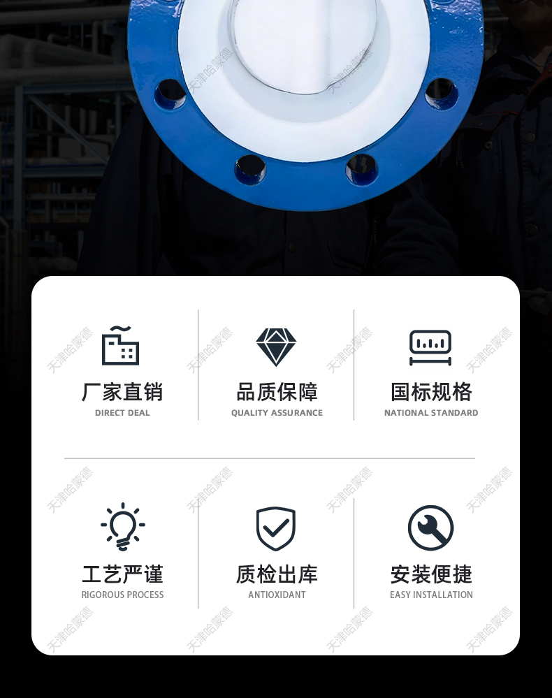 哈蒙德涡轮法兰全衬四氟蝶阀304/316L衬氟PTFE阀板D341F410/16Q.jpg