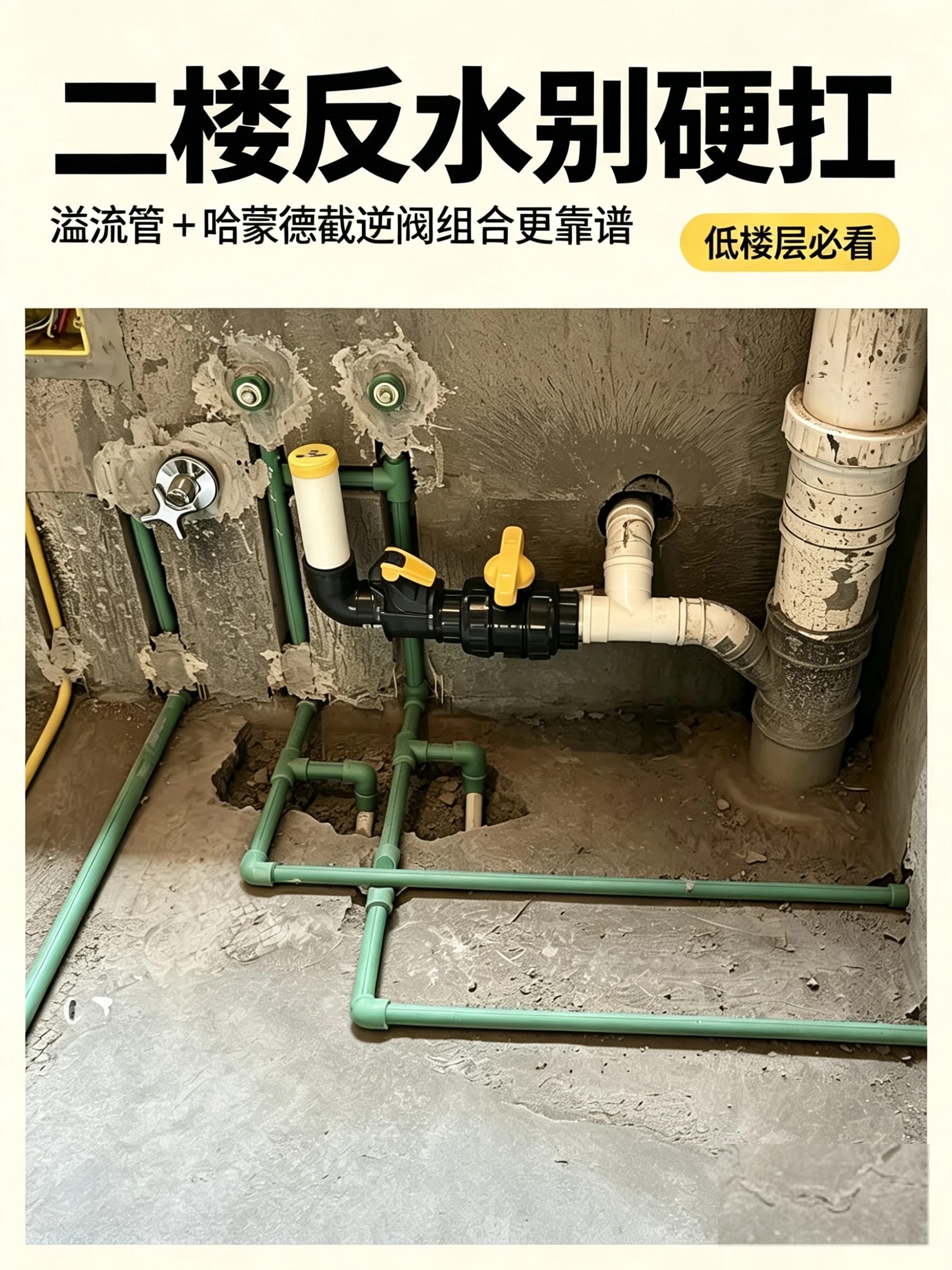 二楼告别污水倒灌，溢流管+哈蒙德截逆阀组合更靠谱.jpg
