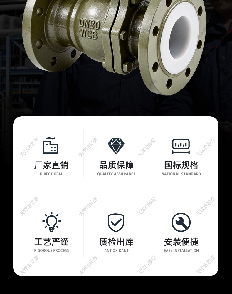 哈蒙德气动衬氟法兰球阀Q641F46-16C耐腐蚀气动切断阀门耐酸碱.jpg
