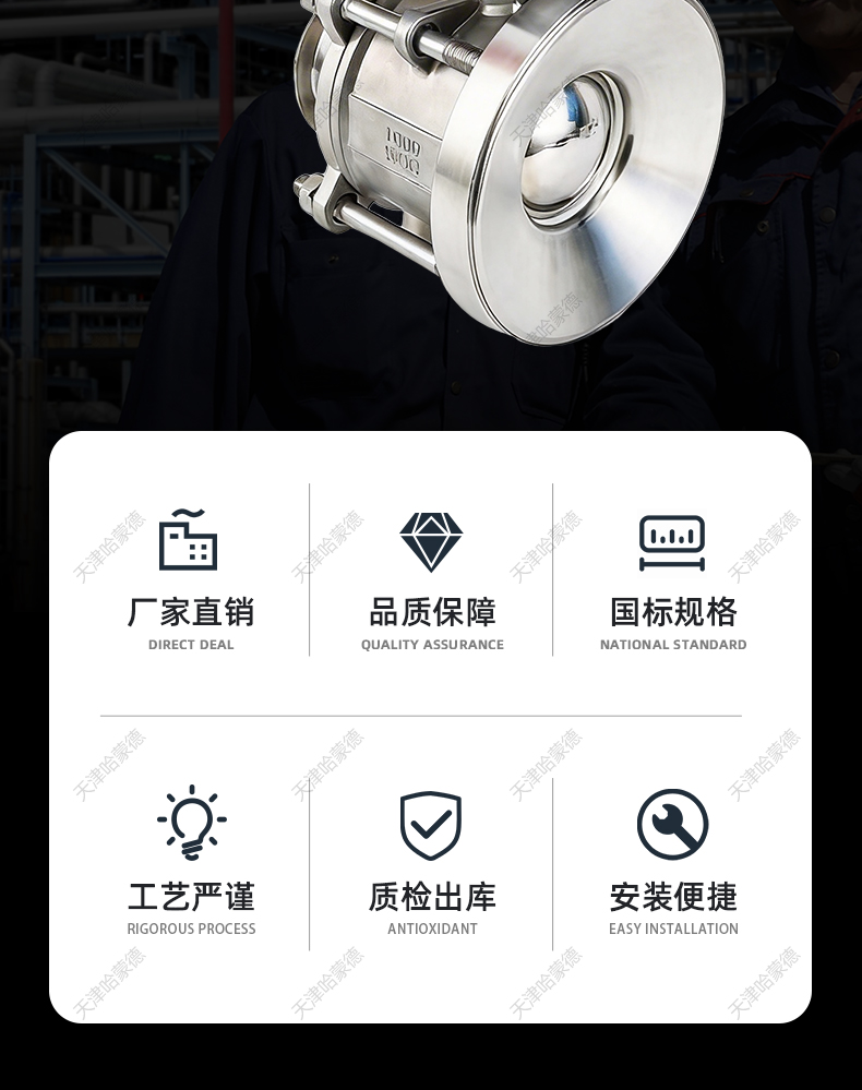 哈蒙德不锈钢气动罐底放料球阀FQ681F-16P 304 316 出口快速接头.jpg