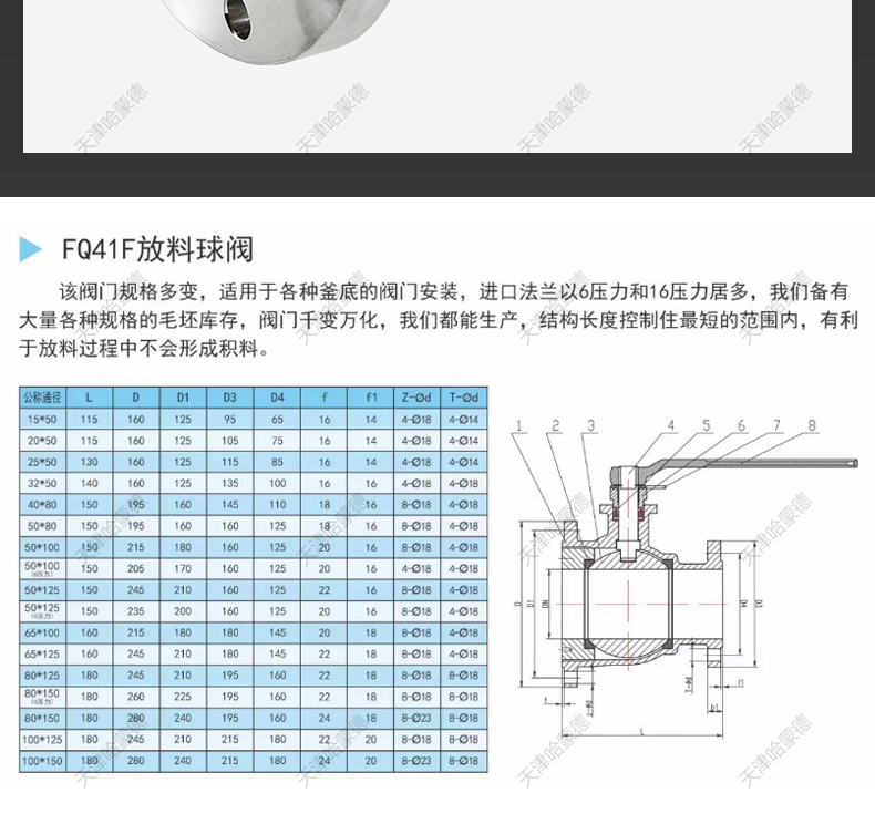 哈蒙德变径放料球阀FQ41F-16P异径法兰反应釜放料阀304316L不锈钢.jpg