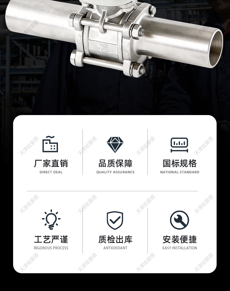 哈蒙德电动三片式加长球阀长管焊接加长Q61F16P阀门开关不锈钢.jpg