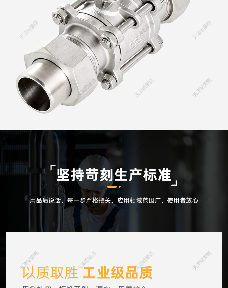 哈蒙德不锈钢三片式球阀Q21F-16P焊接套管304不锈钢卡套活接阀.jpg