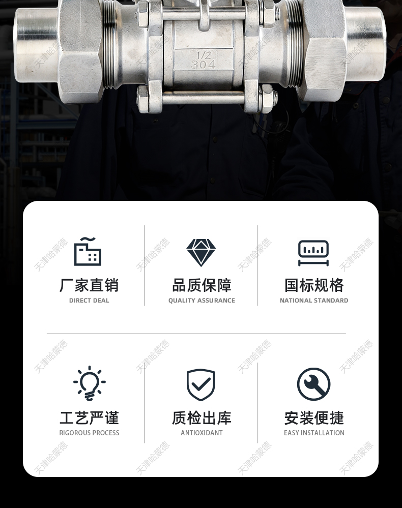 哈蒙德气动活接三片式球阀Q621F-16P 304不锈钢外丝焊接对焊切断.jpg