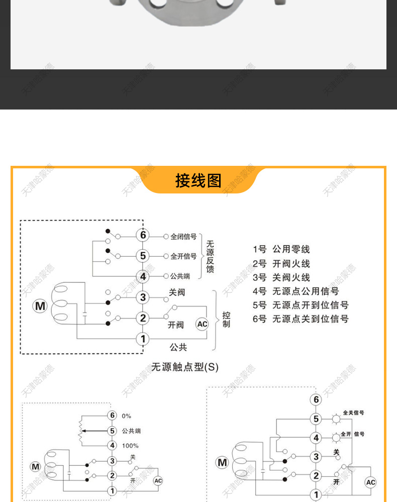 哈蒙德 Q944-5F-16P 304不锈钢法兰防爆电动三通球阀换向阀转向阀.jpg