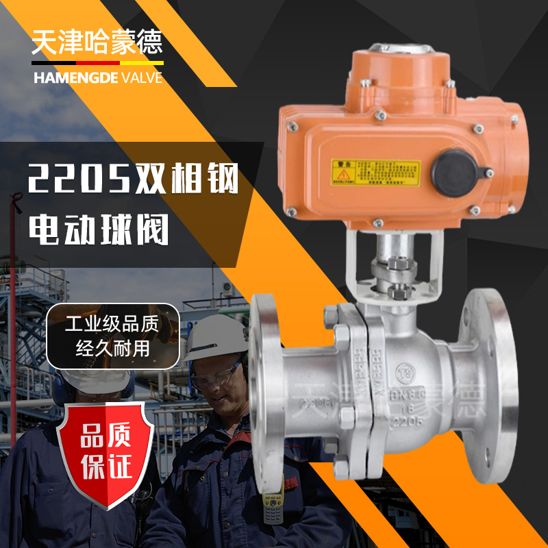 哈蒙德2205双相钢不锈钢电动法兰球阀海水化工部开关阀Q941F-16V