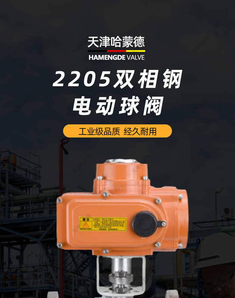 哈蒙德2205双相钢不锈钢电动法兰球阀海水化工部开关阀Q941F-16V.jpg