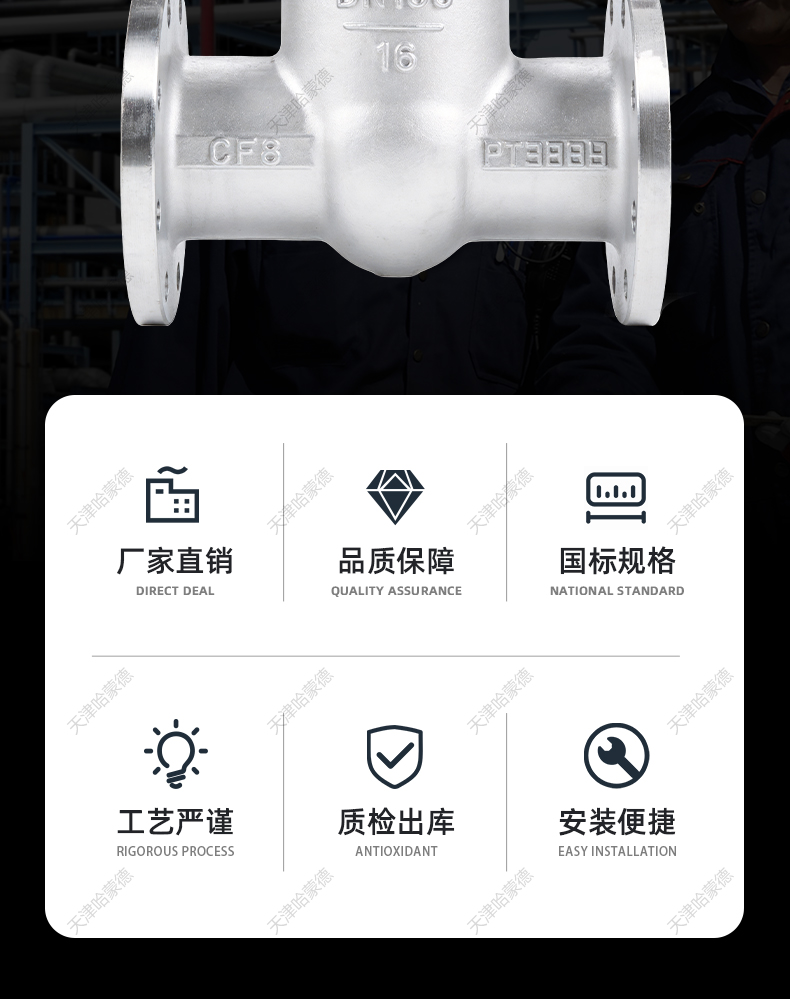 哈蒙德不锈钢法兰闸阀Z41W10-16P-25耐特304国标水高温蒸汽导热油.jpg