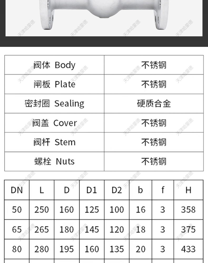 哈蒙德不锈钢法兰闸阀Z41W10-16P-25耐特304国标水高温蒸汽导热油.jpg