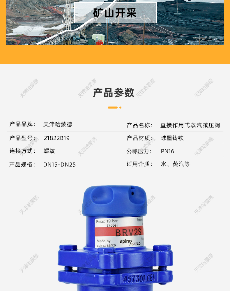 哈蒙德直接作用式可调式内螺纹蒸汽减压阀BRV2S可代替斯派莎克.jpg