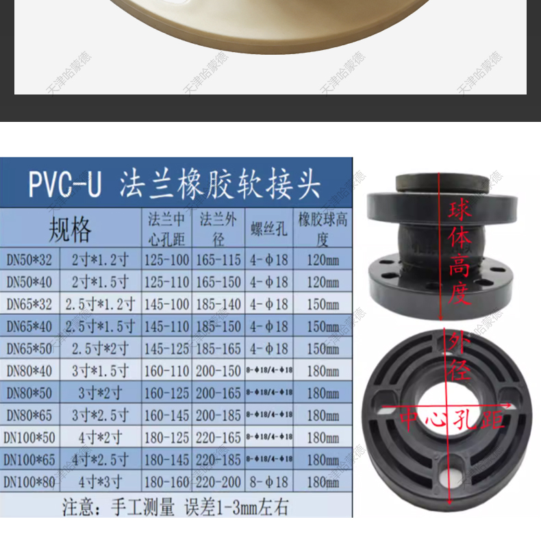 哈蒙德PP异径软接头变径补偿器伸缩节减震器水泵抗震橡胶软接头.jpg
