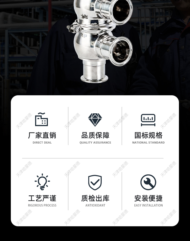 哈蒙德卫生级换向阀气动截止304-316L快装或焊接 LL型或F型或21型.jpg
