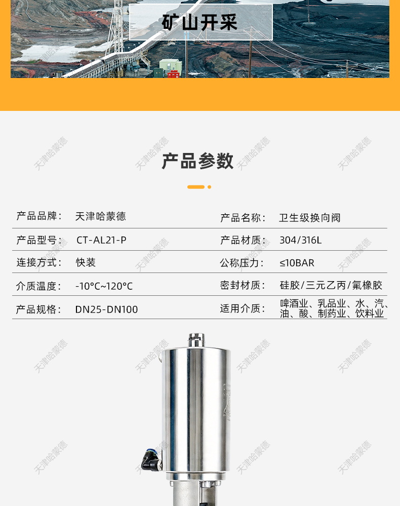 哈蒙德卫生级换向阀气动截止304-316L快装或焊接 LL型或F型或21型.jpg