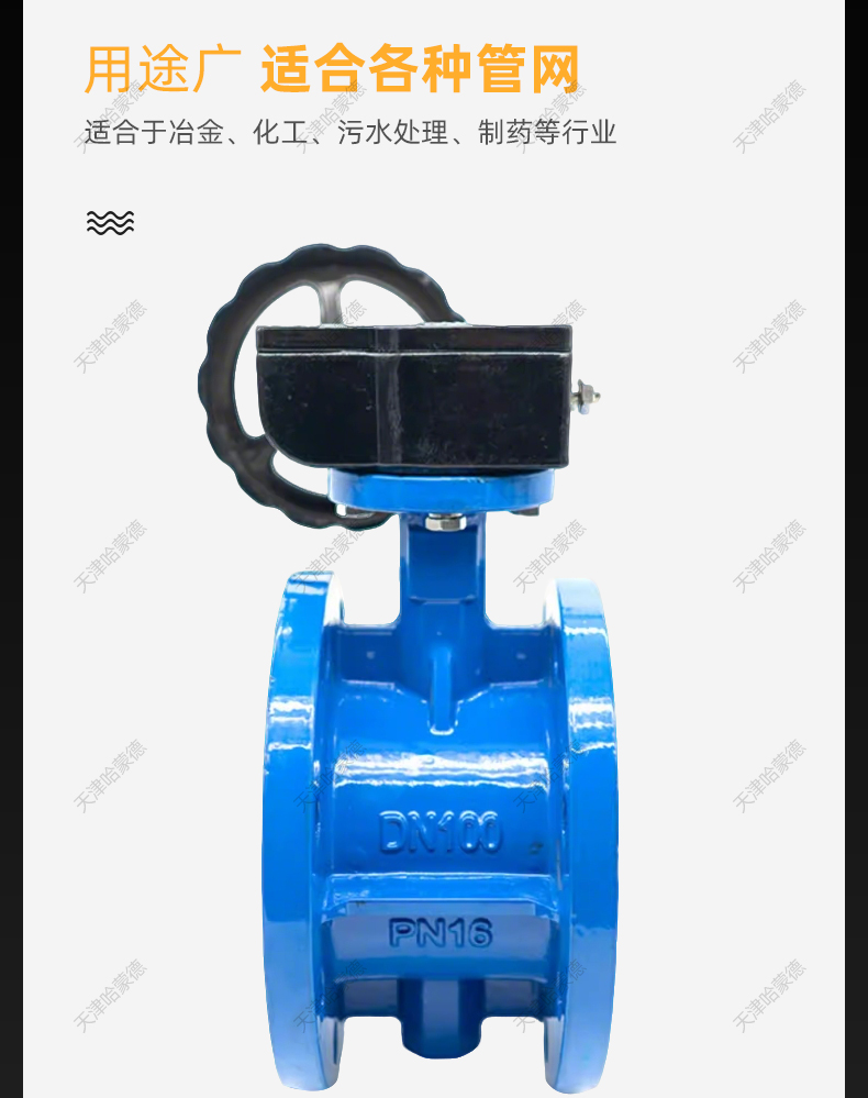 哈蒙德国标涡轮法兰式蝶阀软密封手动蝶阀304阀板D341XP-10-16Q.jpg